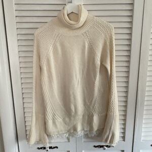 Banana Republic X Olivia Palermo Peak-A-Boo Lace Cottagecore Romantic Sweater